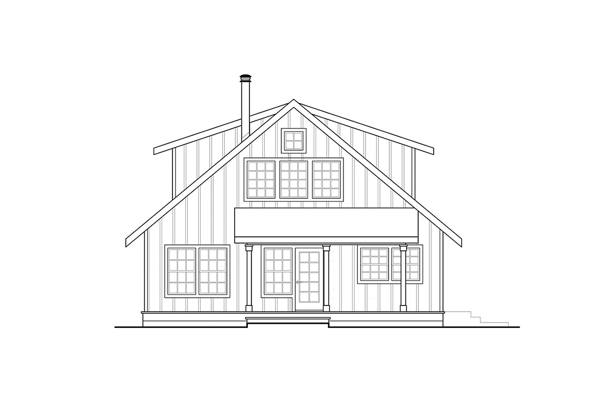Cabin Cottage Country Rear Elevation of Plan 78462