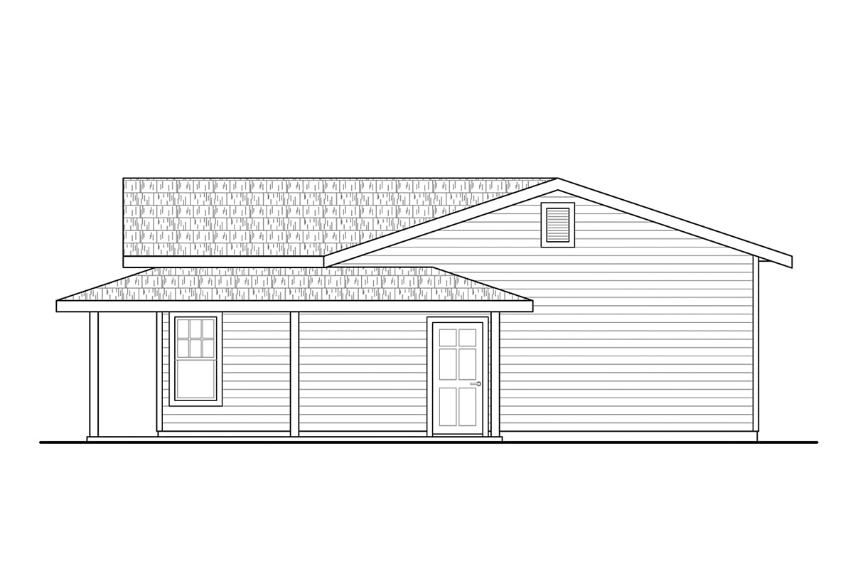 Cottage Country Rear Elevation of Plan 78466