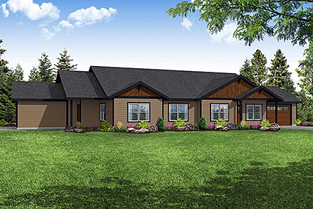 Country Craftsman Ranch Elevation of Plan 78468