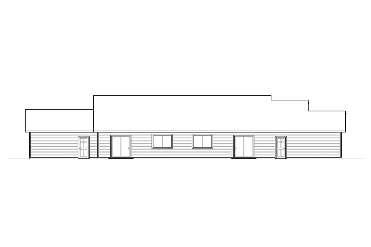 Country Craftsman Ranch Rear Elevation of Plan 78468