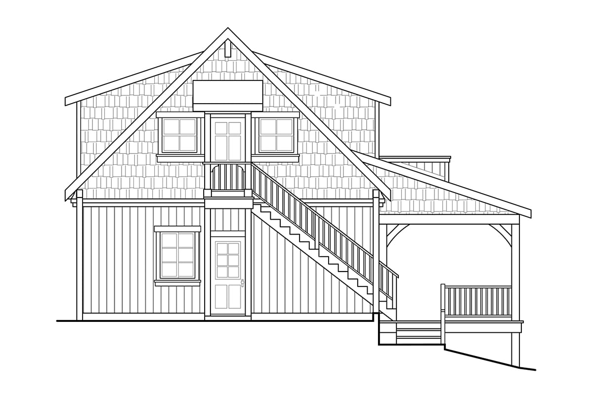 Cottage Craftsman Rear Elevation of Plan 78469