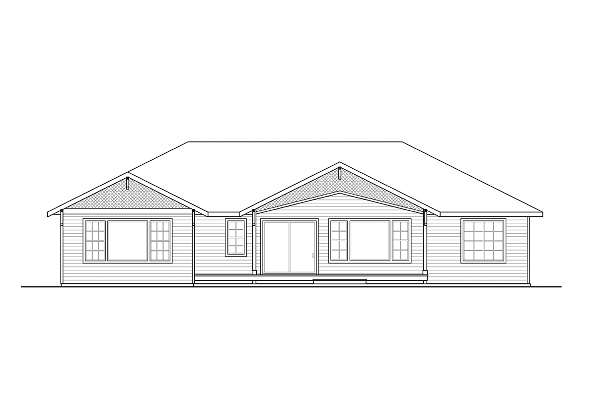 Country Prairie Style Ranch Rear Elevation of Plan 78470