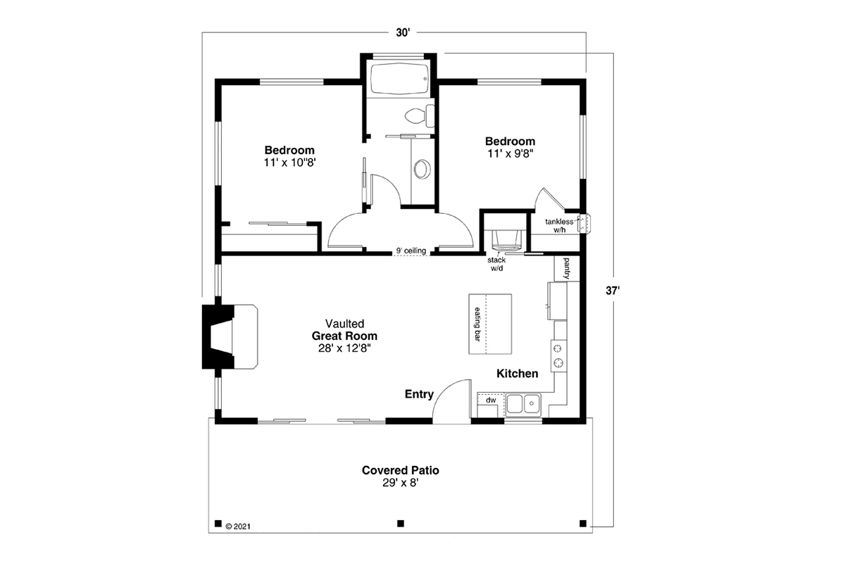 Cabin Contemporary Cottage Country Level One of Plan 78476