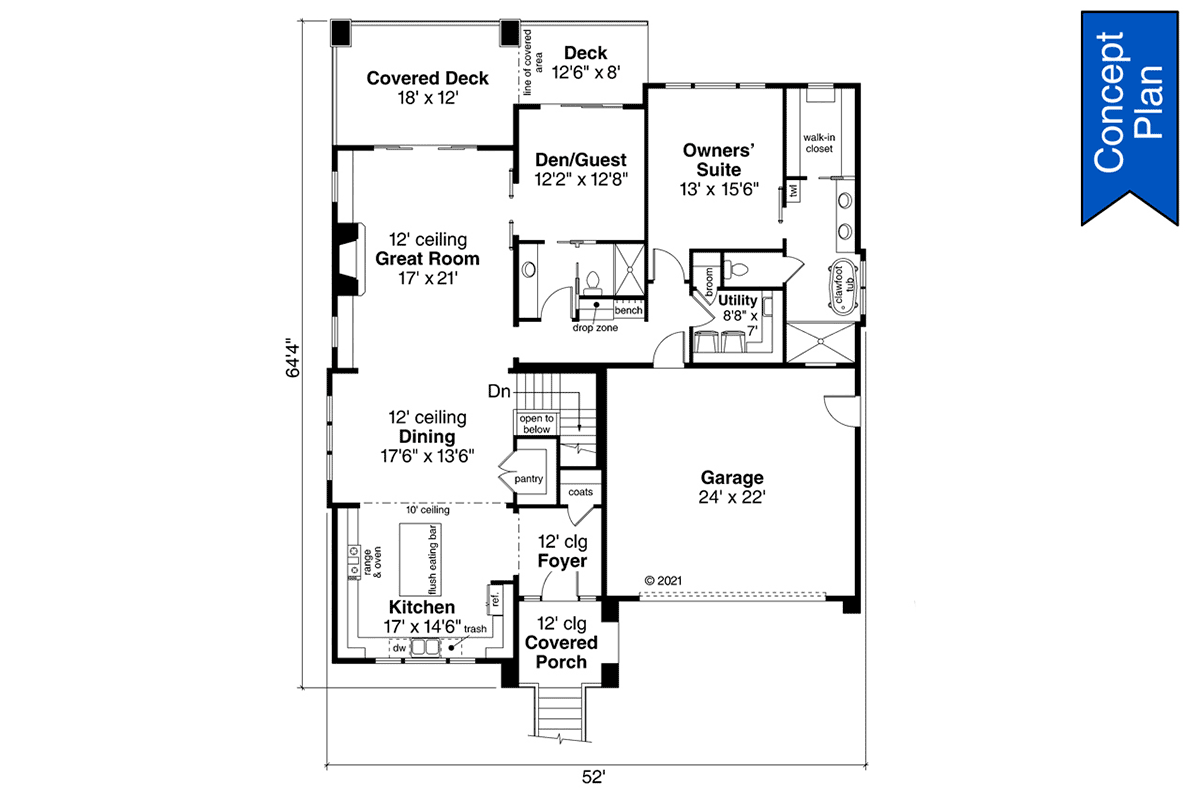 Modern Prairie Style Level One of Plan 78485