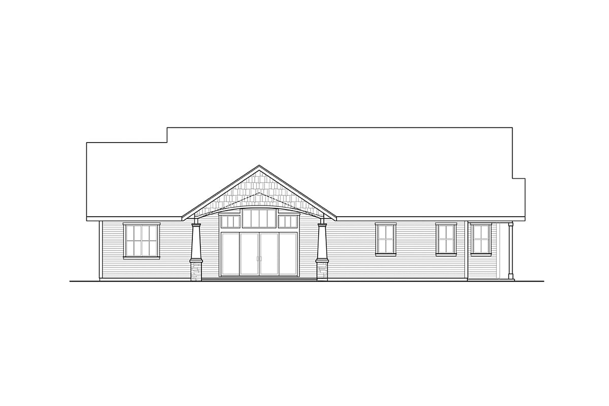 Country Craftsman Traditional Rear Elevation of Plan 78486