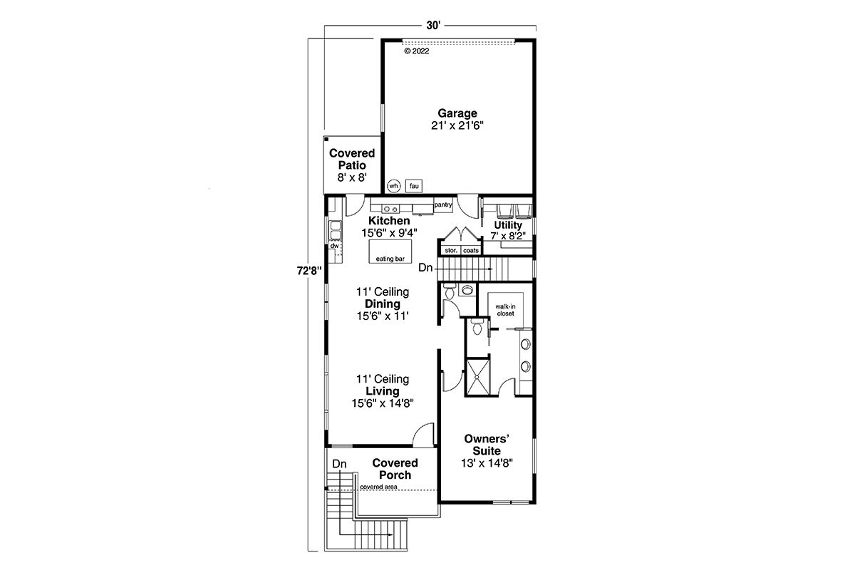 Contemporary Prairie Style Level One of Plan 78493