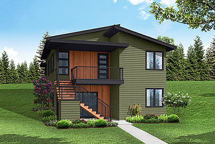 Contemporary Prairie Style Elevation of Plan 78493