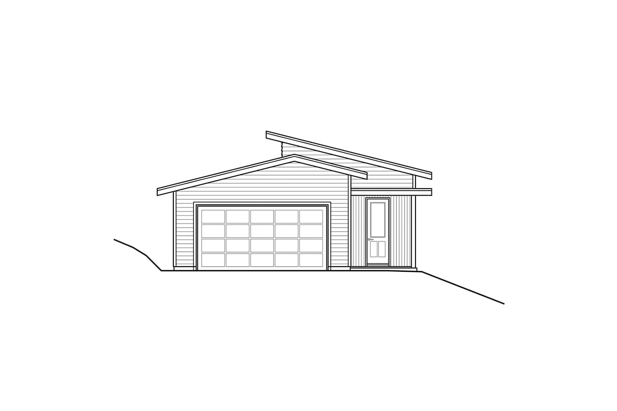 Contemporary Prairie Style Rear Elevation of Plan 78493