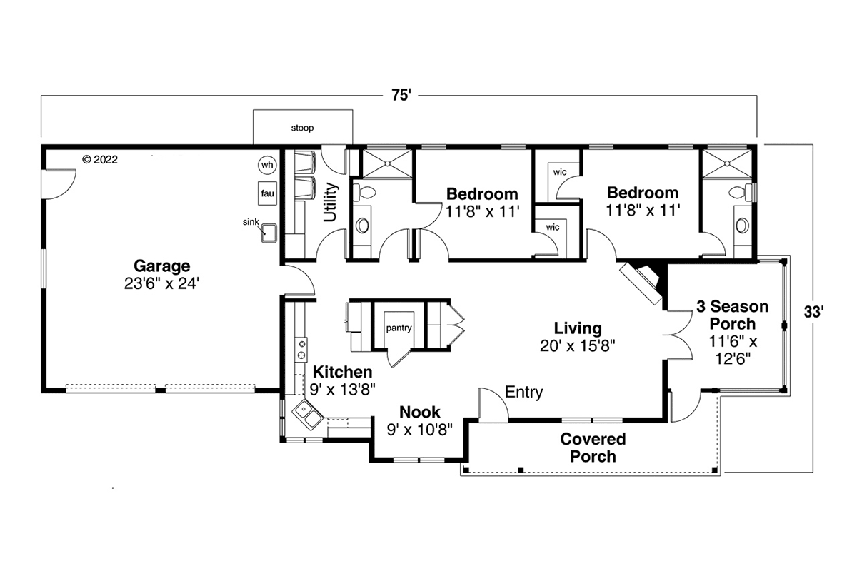 Country Ranch Traditional Level One of Plan 78495