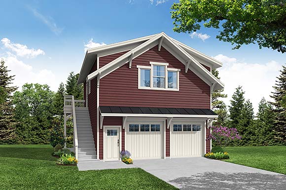 Garage-Living Plan 78497 Elevation