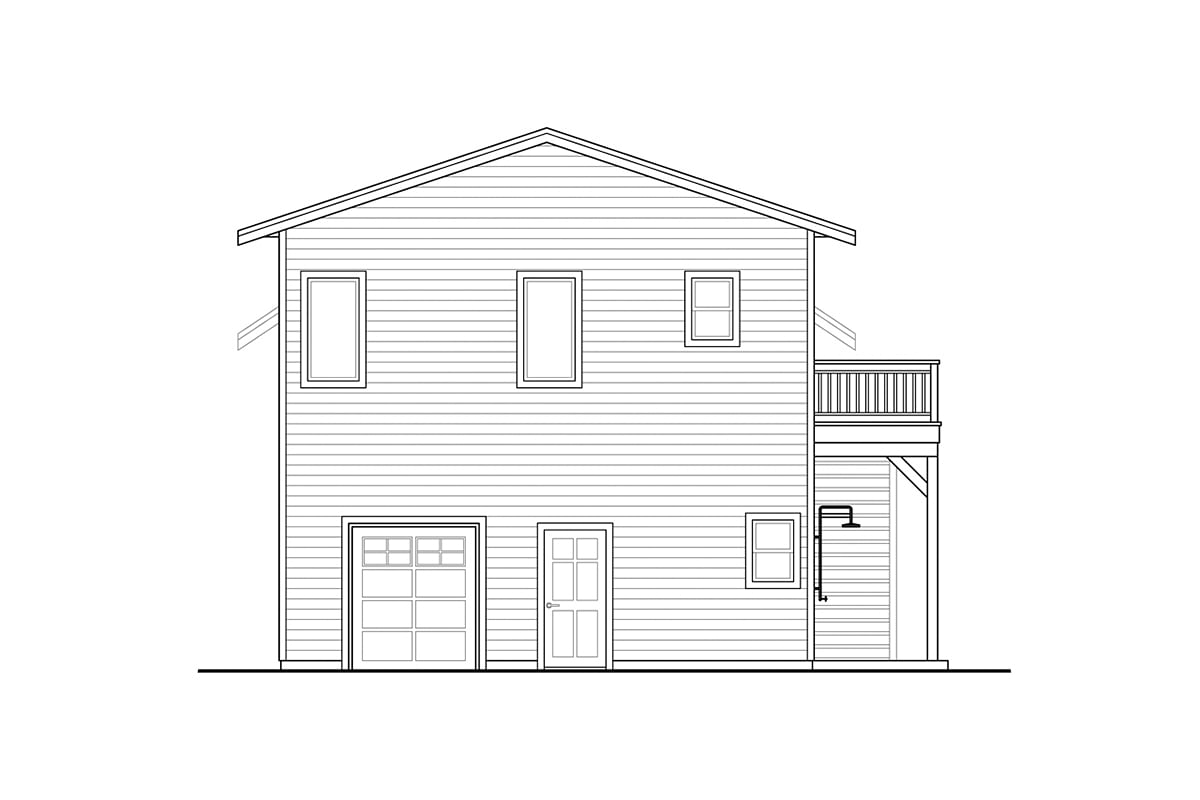 Country Traditional Rear Elevation of Plan 78497