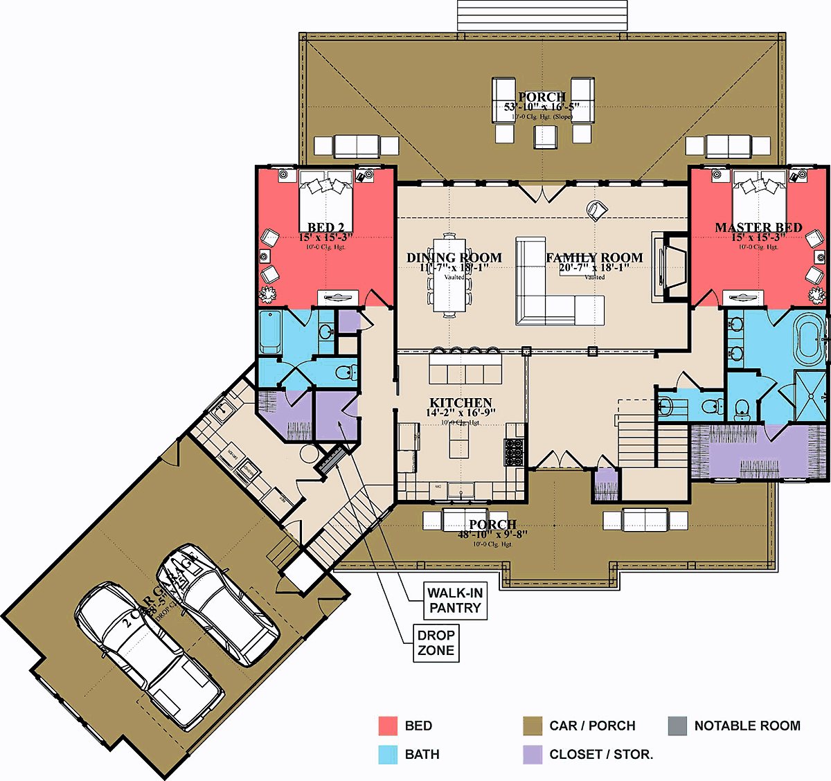 Farmhouse Traditional Level One of Plan 78502