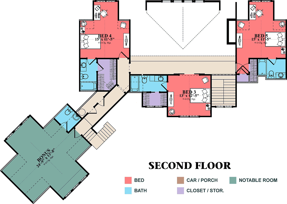 Farmhouse Traditional Level Two of Plan 78502