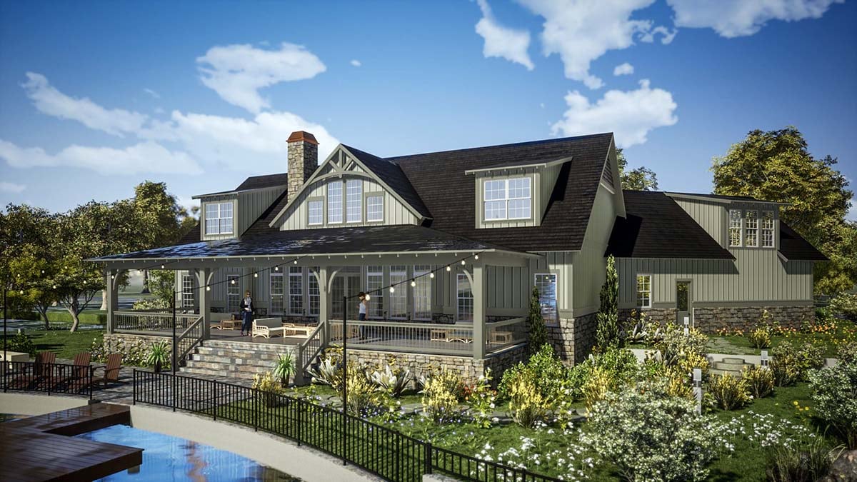 Farmhouse, Traditional Plan with 3623 Sq. Ft., 5 Bedrooms, 6 Bathrooms, 2 Car Garage Picture 3