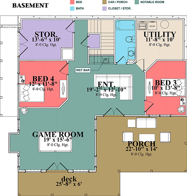 Bungalow Coastal Craftsman Farmhouse Traditional Lower Level of Plan 78508