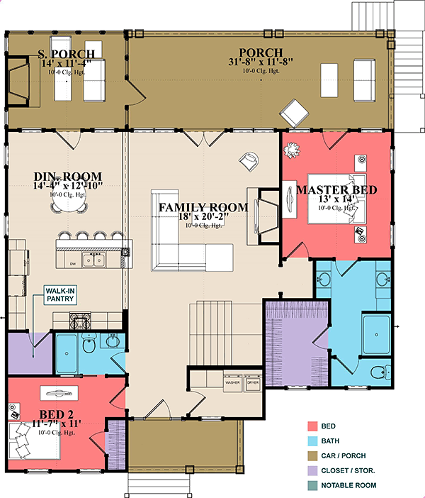 Bungalow Coastal Craftsman Traditional Level One of Plan 78517