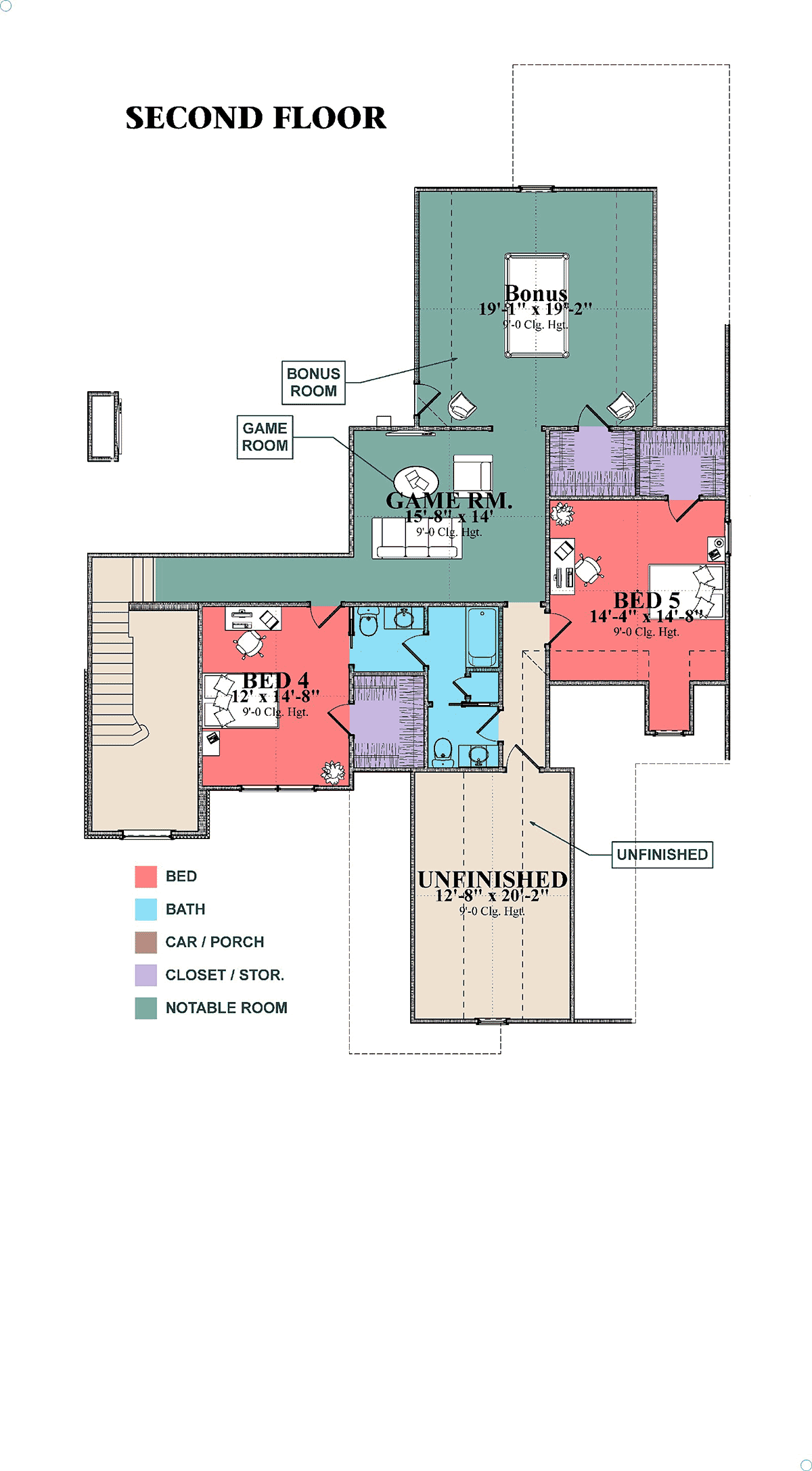 Bungalow Craftsman French Country Traditional Level Two of Plan 78521