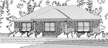 Ranch Traditional Elevation of Plan 78626