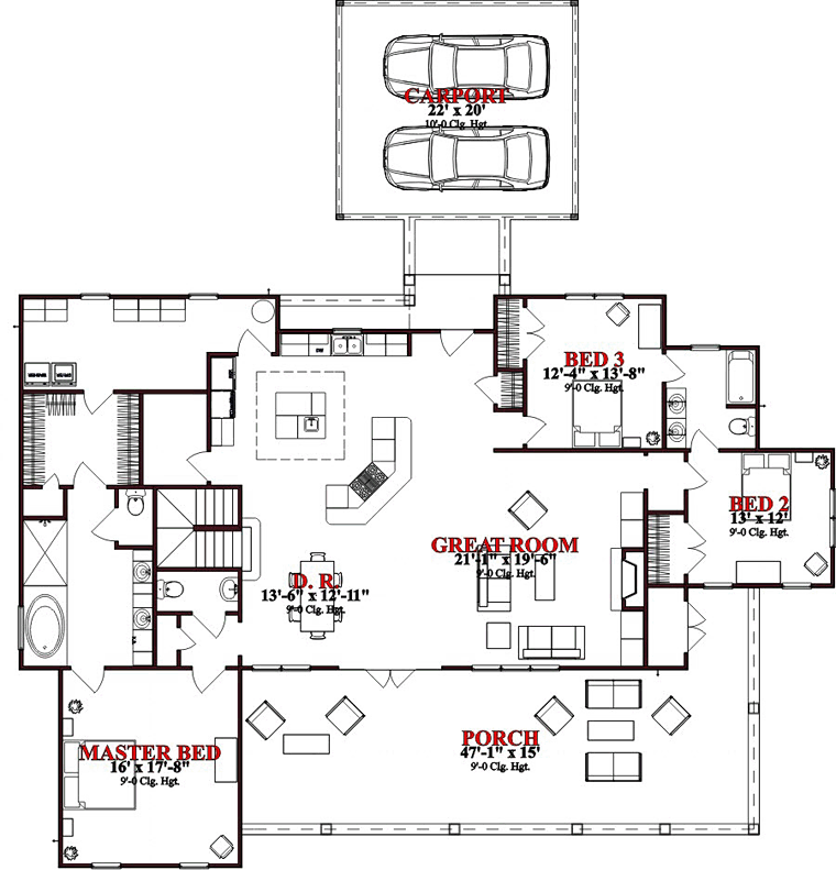 Cottage Country Craftsman Level One of Plan 78648