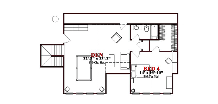 Cottage Country Craftsman Level Two of Plan 78648