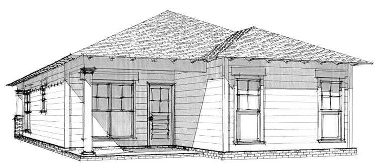 Bungalow Cottage Craftsman Rear Elevation of Plan 78650