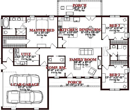 House Plan 78653 First Level Plan
