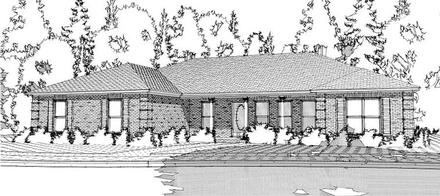 Ranch Traditional Elevation of Plan 78653