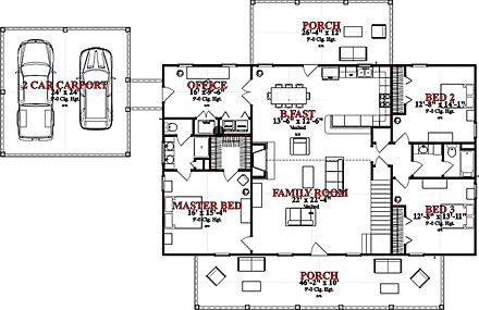 House Plan 78657 First Level Plan