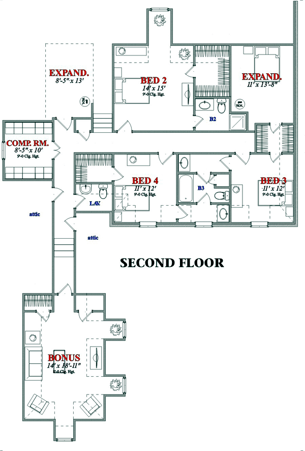 Contemporary Level Two of Plan 78756