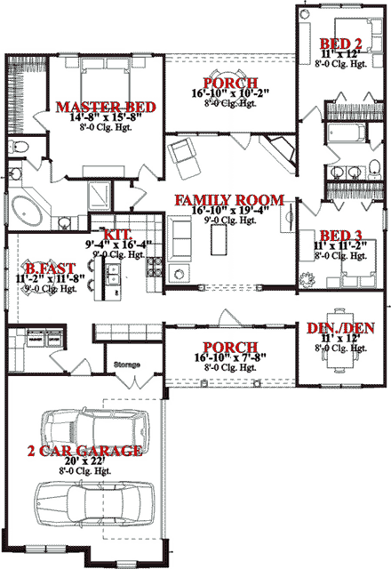 House Plan 78821 First Level Plan