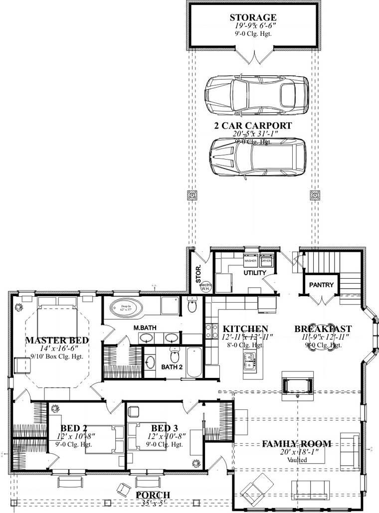 Contemporary Ranch Traditional Level One of Plan 78863