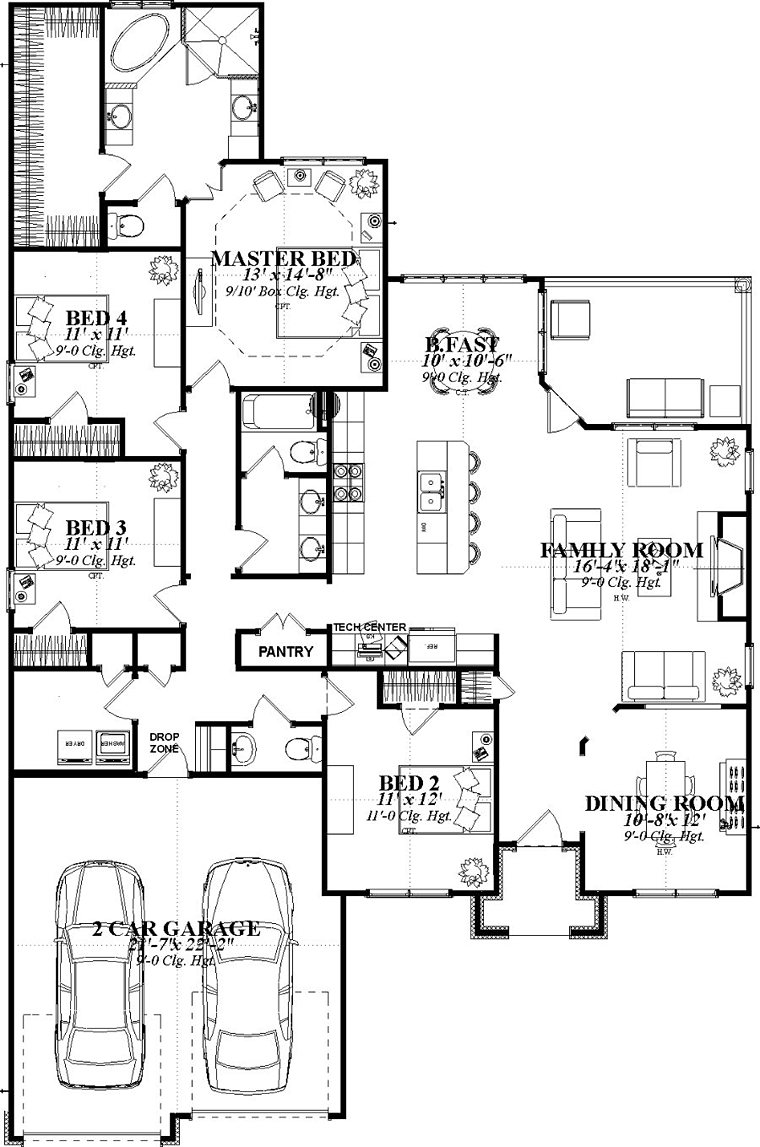 Country Craftsman Traditional Level One of Plan 78874