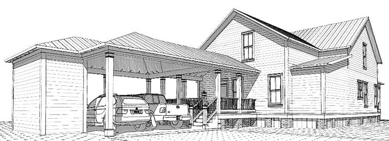 Colonial Country Southern Rear Elevation of Plan 78884