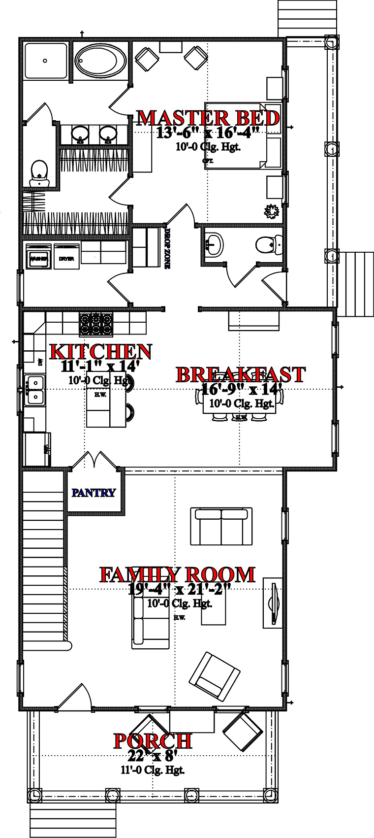 Colonial Historic Southern Level One of Plan 78888