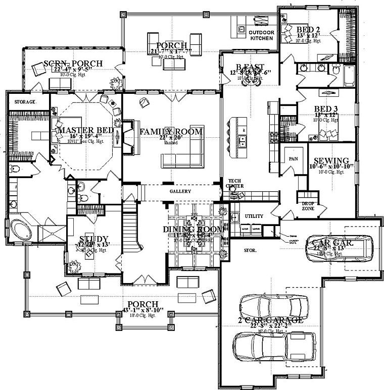 Craftsman Traditional Level One of Plan 78894