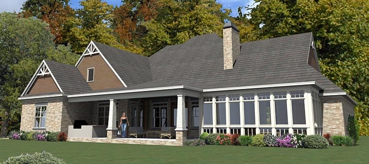 Craftsman Traditional Rear Elevation of Plan 78894