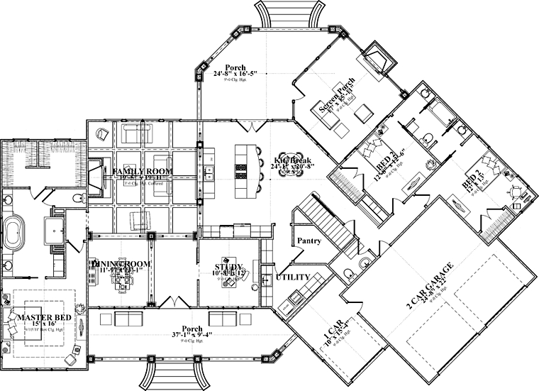 Country Craftsman Level One of Plan 78895