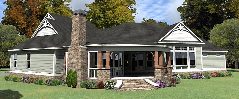 Country Craftsman Rear Elevation of Plan 78895