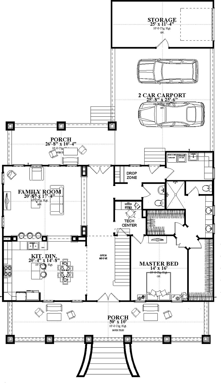 Bungalow Country Craftsman Level One of Plan 78896