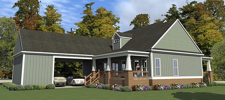 Bungalow Country Craftsman Rear Elevation of Plan 78896