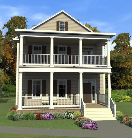 Colonial Southern Elevation of Plan 78897