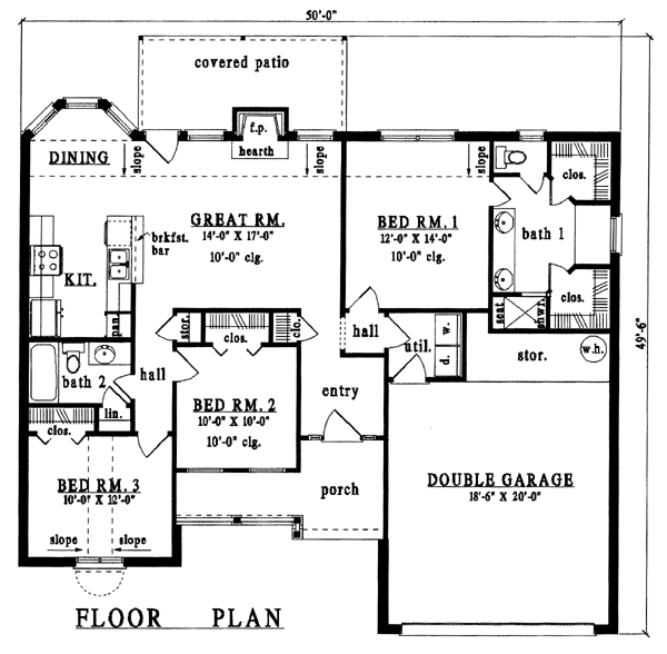 One-Story Traditional Level One of Plan 79001