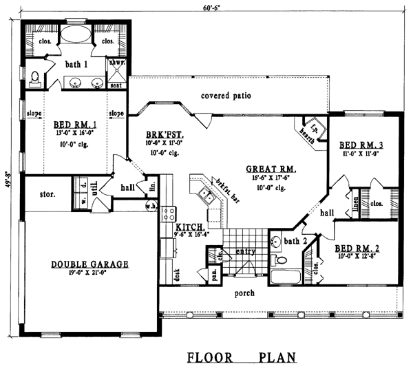 Country One-Story Level One of Plan 79008