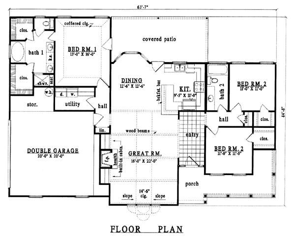 One-Story Ranch Traditional Level One of Plan 79009