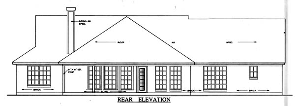 Country Rear Elevation of Plan 79013