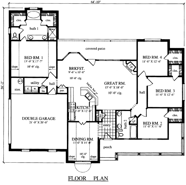 Country One-Story Level One of Plan 79014