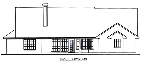 Country One-Story Rear Elevation of Plan 79014