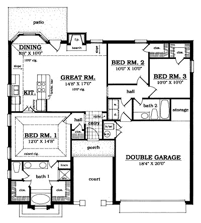 One-Story Traditional Level One of Plan 79015