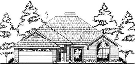 European One-Story Elevation of Plan 79016