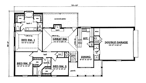 One-Story Ranch Level One of Plan 79023